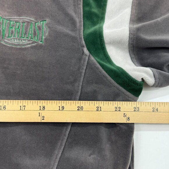 Everlast Vintage Men’s Velour Track Jacket Size L Full Zip Gray Green Streetwear - Picture 5 of 11